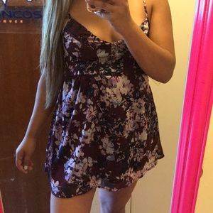 Floral maroon dress worn once for a wedding .